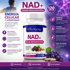 NAD+ con Trans-Resveratrol · 120 Cápsulas — Energía celular