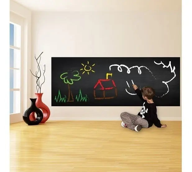 Pizarra Autoadhesiva Negra 200x45cm — Incluye 5 Tizas