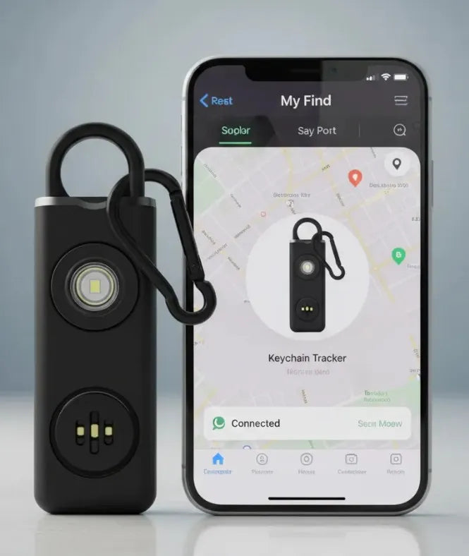 Llavero Alarma Personal 3 en 1 — Sirena 130dB + Linterna + Localizador iPhone