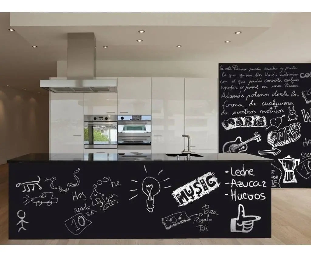 Pizarra Autoadhesiva Negra 200x45cm — Incluye 5 Tizas