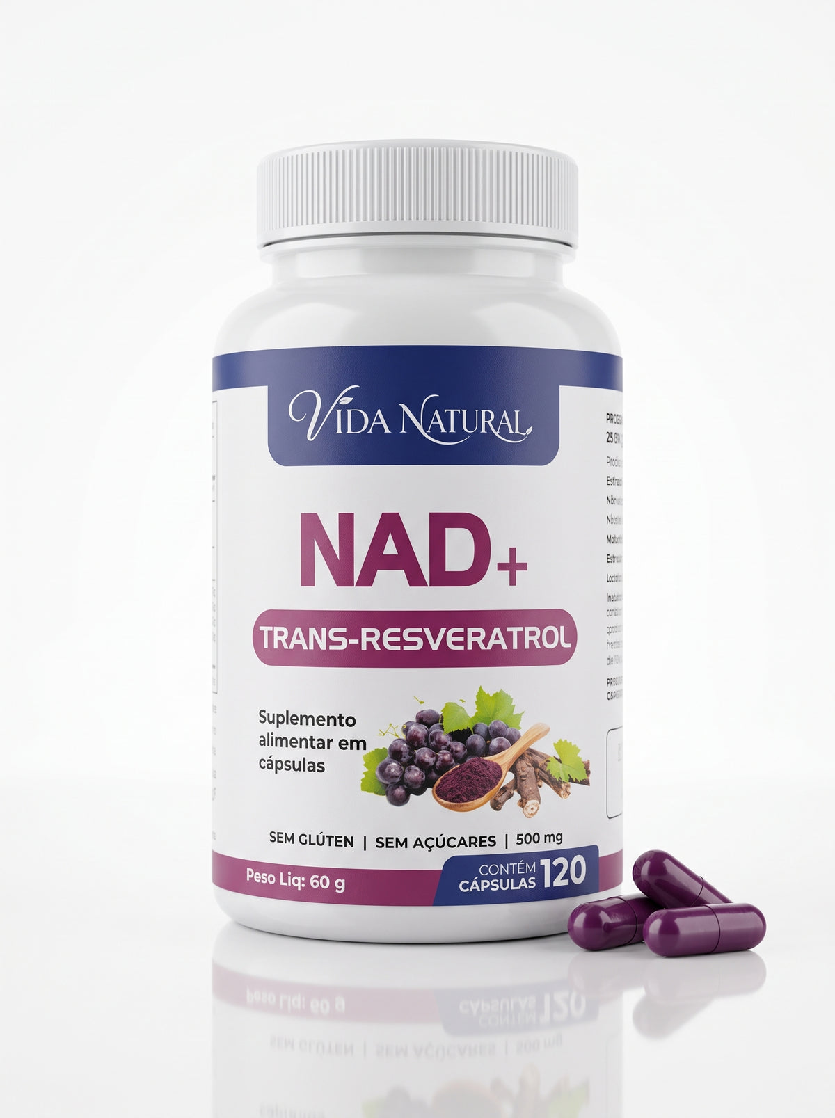 NAD+ con Trans-Resveratrol · 120 Cápsulas — Energía celular