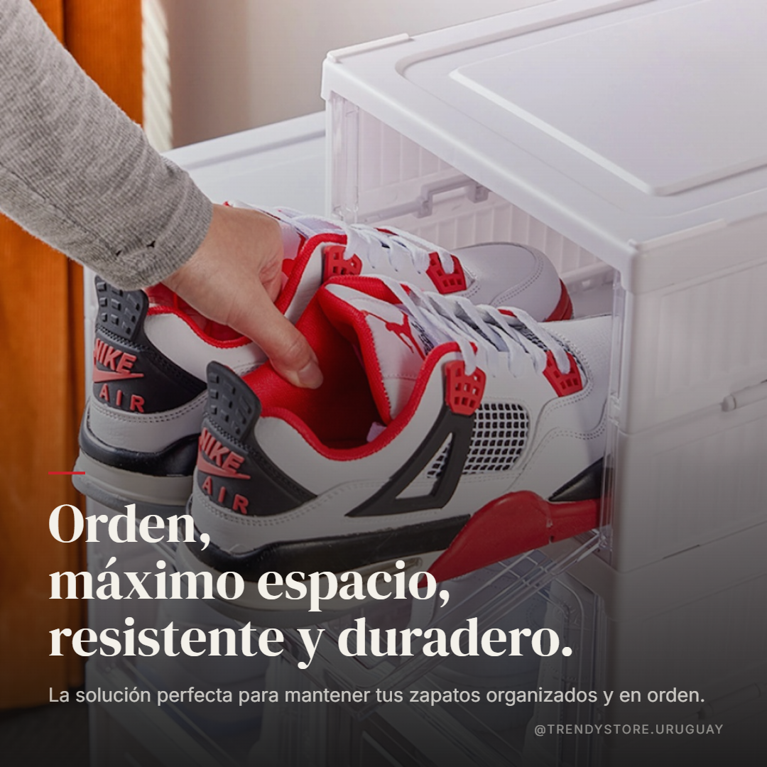 Zapatero plegable puertas transparentes con zapatillas Nike
