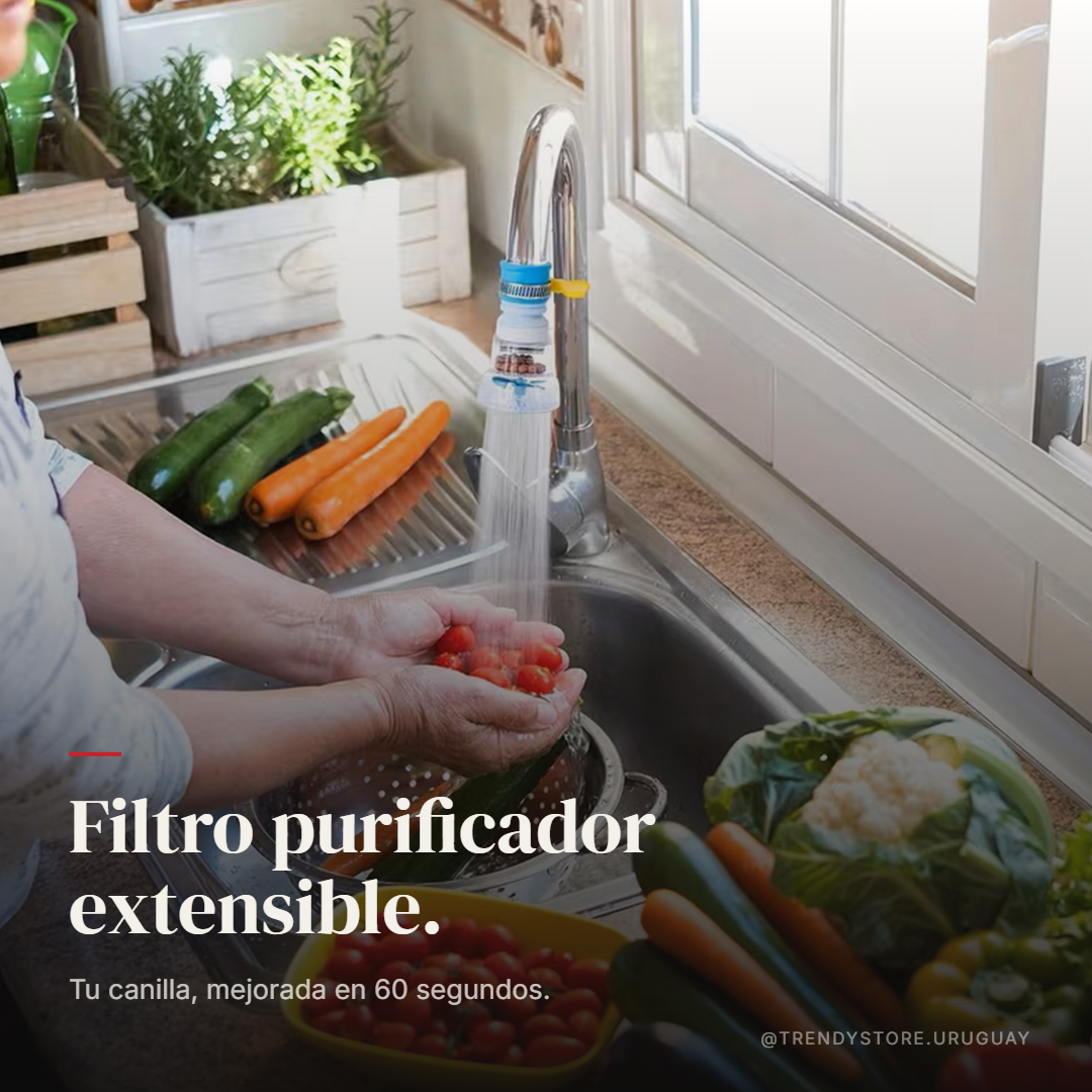 Filtro purificador de agua para canilla extensible azul