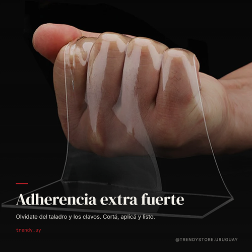 Cinta adhesiva doble faz reutilizable transparente en uso
