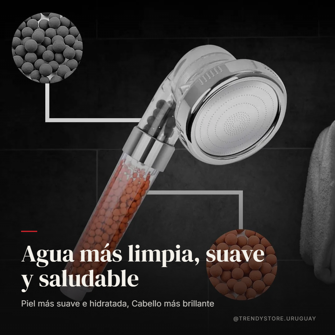 Duchero con Filtro de Piedras Volcánicas — 3 Modos + Manguera y Soporte