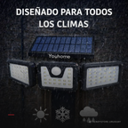 Foco Solar LED con Sensor de Movimiento — 74 LEDs, 300 Lúmenes y 3 Modos