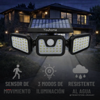 Foco Solar LED con Sensor de Movimiento — 74 LEDs, 300 Lúmenes y 3 Modos