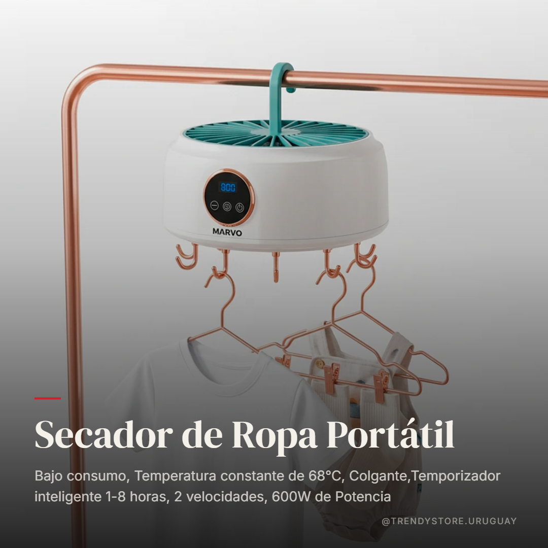 Secador portátil ropa 600W colgante en uso