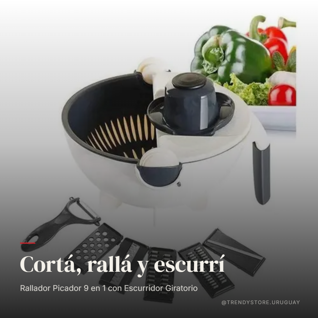 Rallador premium multiuso 9 en 1 con escurridor giratorio