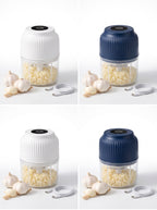 Mini procesadora en blanco y azul marino