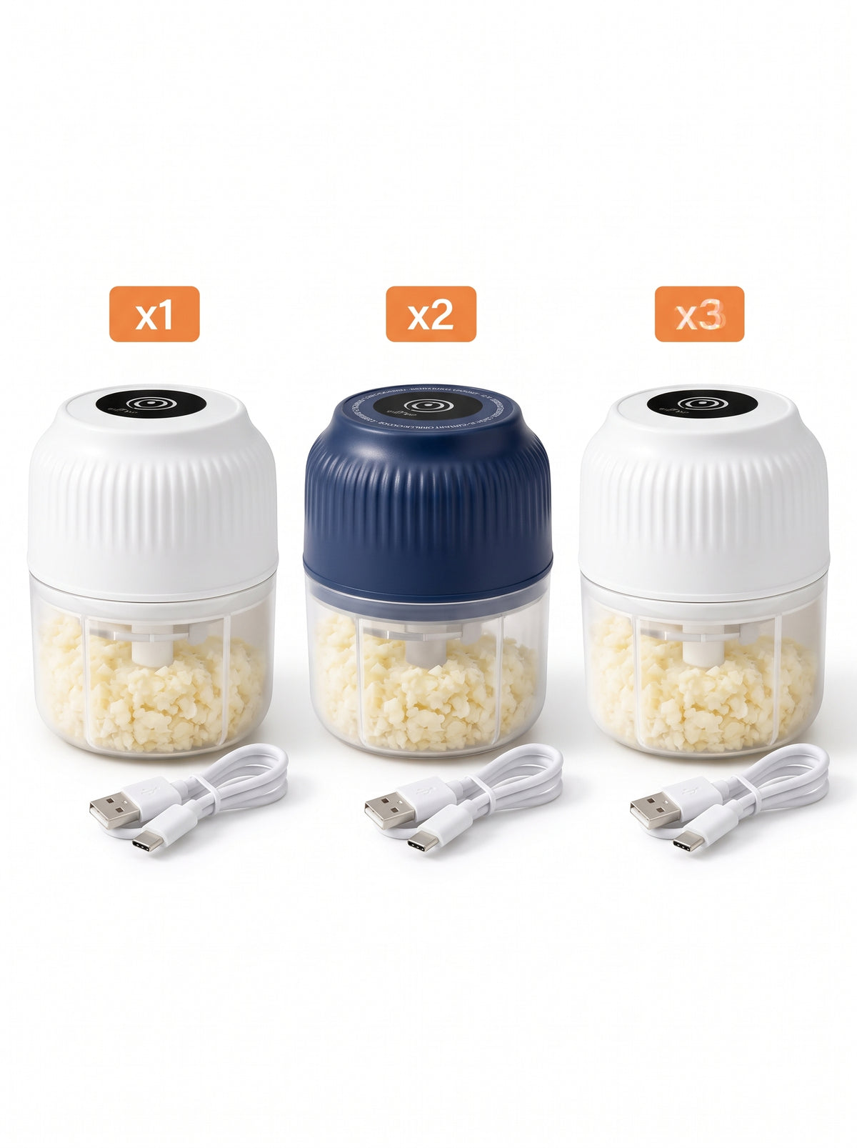 Packs x1, x2 y x3 de mini procesadora con cable USB