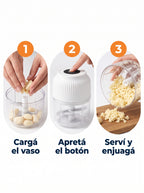 Cómo se usa: cargá el vaso, apretá el botón, serví y enjuagá